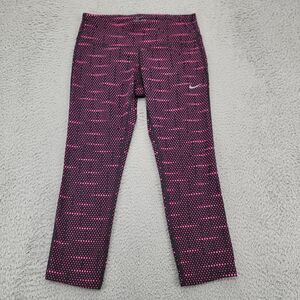 Nike Pants Womens Small Black Pink Geometric Swoosh‎ Running Outdoors Pocket